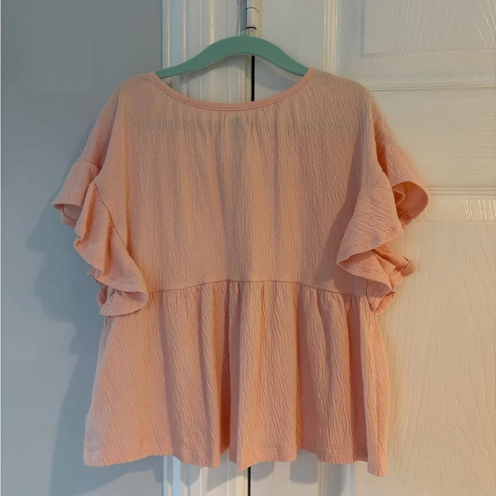 OshKosh B'gosh Light Peach Lace-Trim Peplum Top